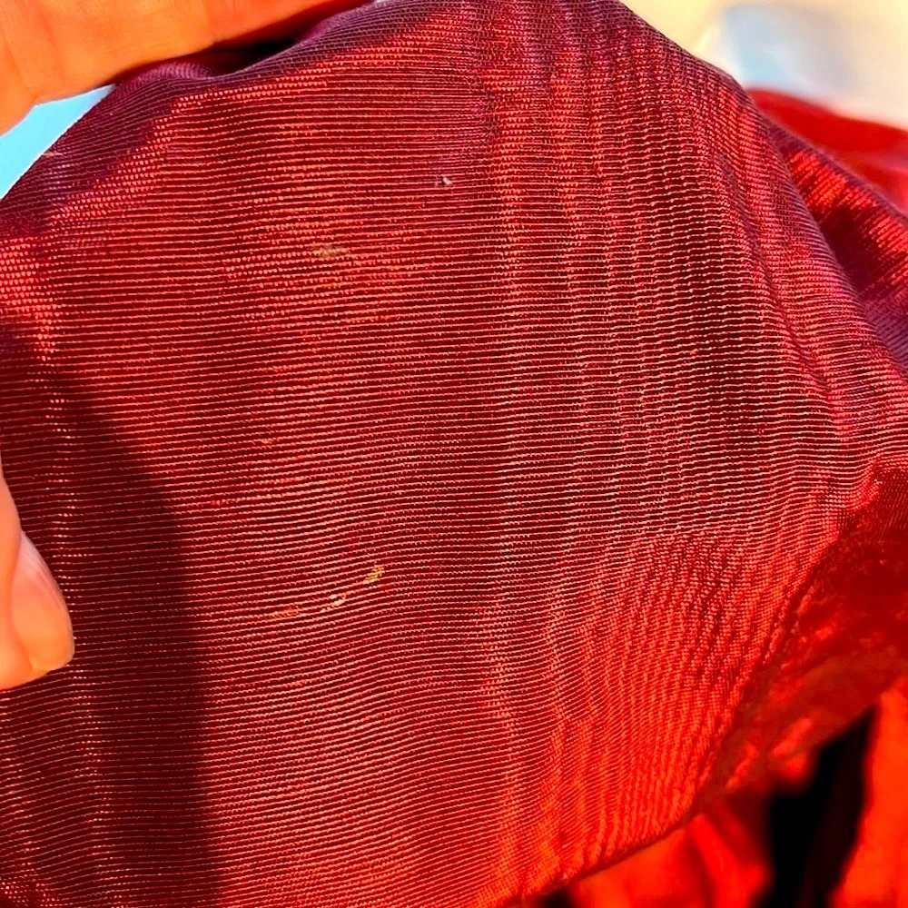 Silk moire fabric maroon queen size mattress bed skirt dust ruffle bedskirt EUC